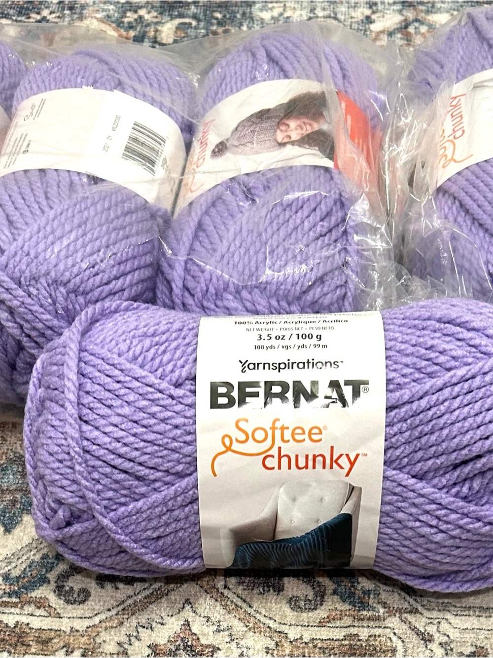 Bernat Softee Chunky Lilac Yarn New in Bag 5 Skeins